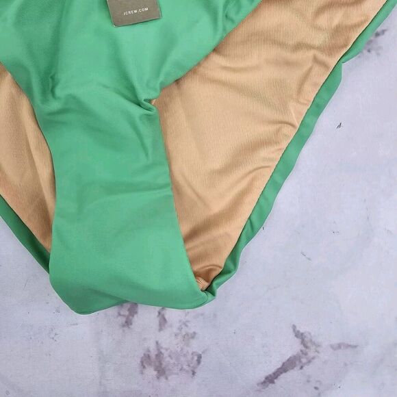 J Crew Swim Bottom XL Green Curved Waist Bikini High Cut Cheeky Mid Kelly BC125 - Picture 3 of 10